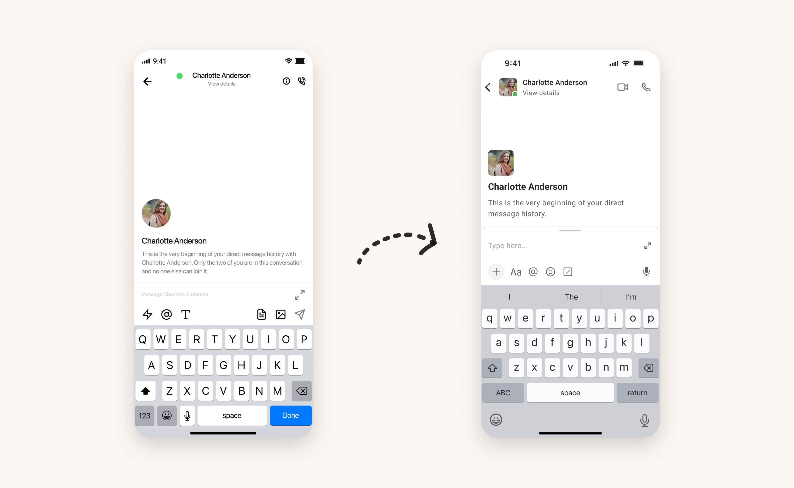 Old vs new message input field
